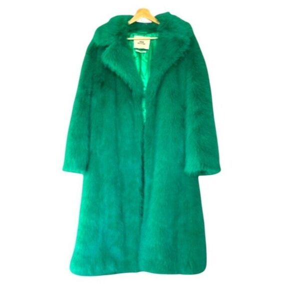 URBAN OUTFITTERS UO Maddie Faux Fur Coat XS Long Overcoat Furry Retro Vintage - Picture 8 of 10